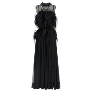 Alberta Ferretti Black Silk Long Women's Dress